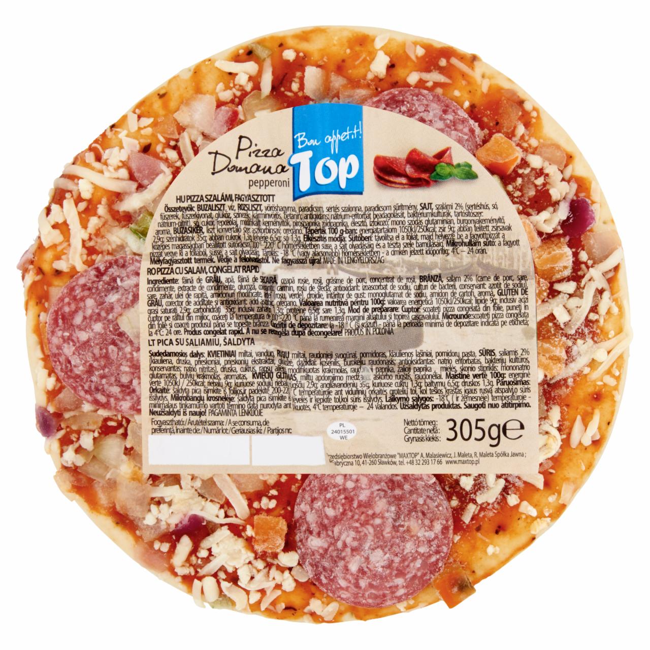 Képek - Top fagyasztott szalámis pizza 305 g