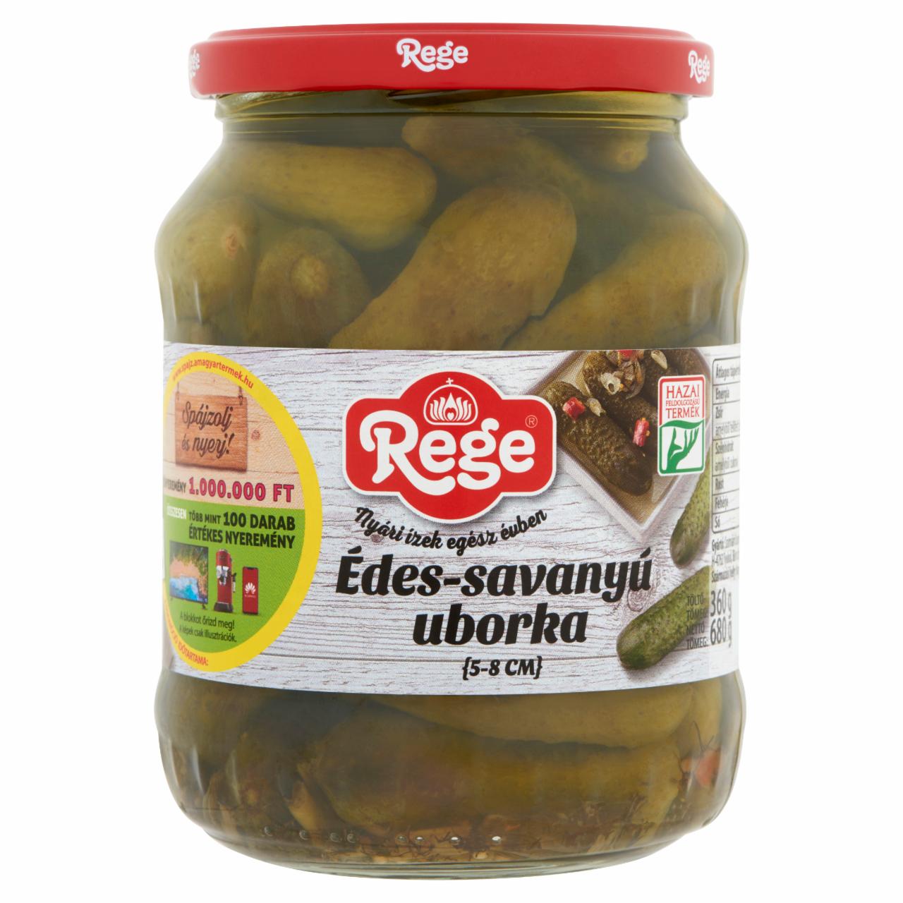 Képek - Rege édes-savanyú uborka savanyúság 5-8 cm 680 g