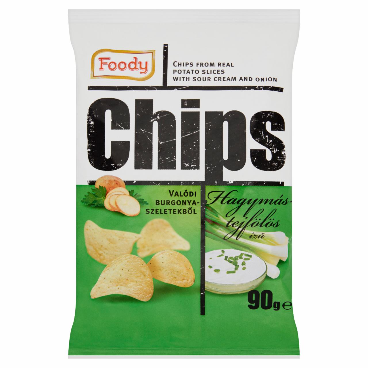 Képek - Foody hagymás-tejfölös ízű chips valódi burgonyaszeletekből 90 g