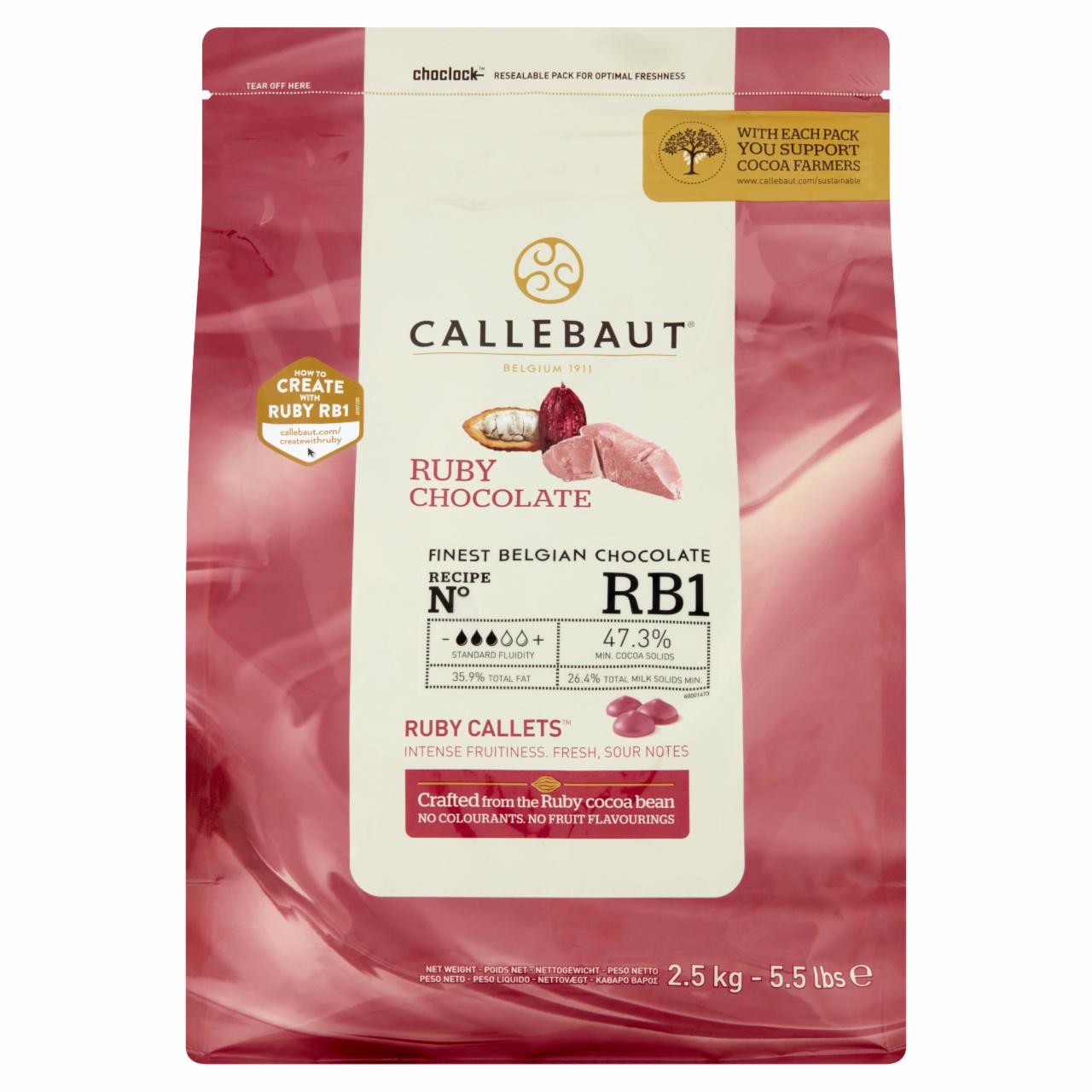 Képek - Callebaut Ruby típusú kakaóbabból készült mártócsokoládé pasztillák 2,5 kg