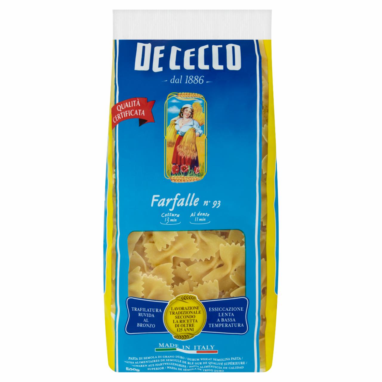 Képek - De Cecco farfalle durum száraztészta 500 g