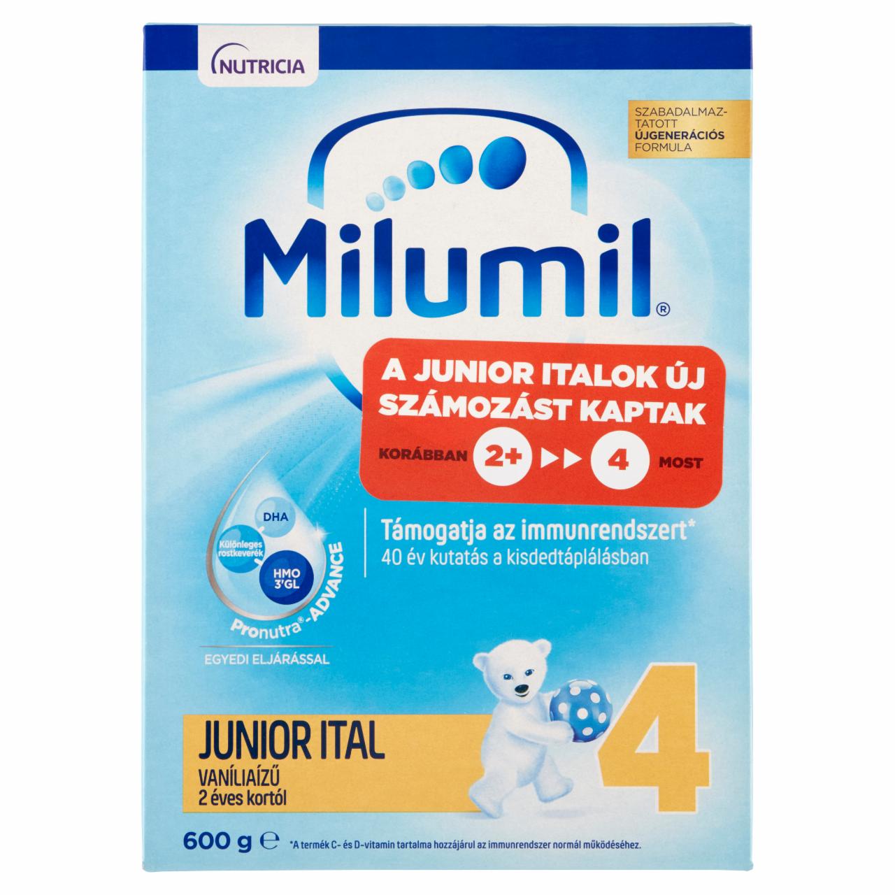 Képek - Milumil Nutri-Biotik 4 Junior vaníliaízű tejalapú italpor 2 éves kortól 600 g