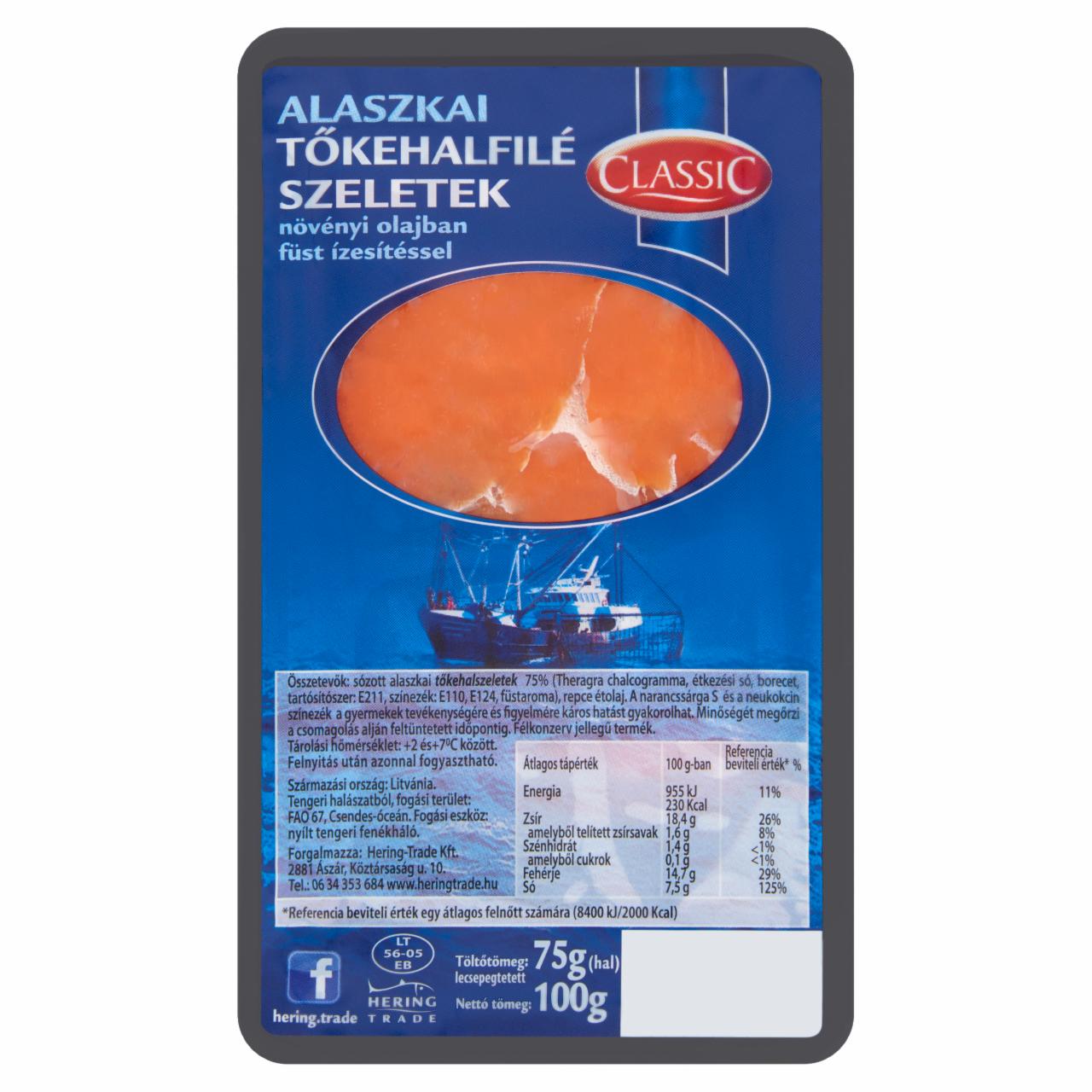 Képek - Classic alaszkai tőkehalfilé szeletek növényi olajban füst ízesítéssel 100 g