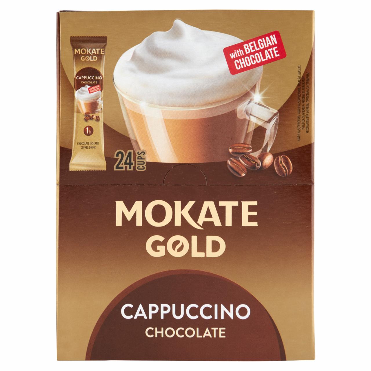 Képek - Mokate Gold Cappuccino Chocolate instant kávéitalpor csokoládé ízesítéssel 24 x 14 g (336 g)