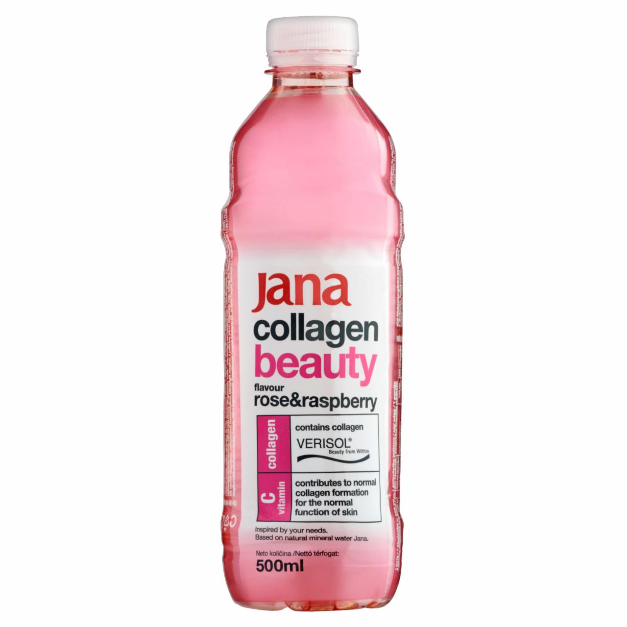 Képek - Jana Collagen Beauty rózsa és málna ízű szénsav- és alkoholmentes üdítőital 500 ml