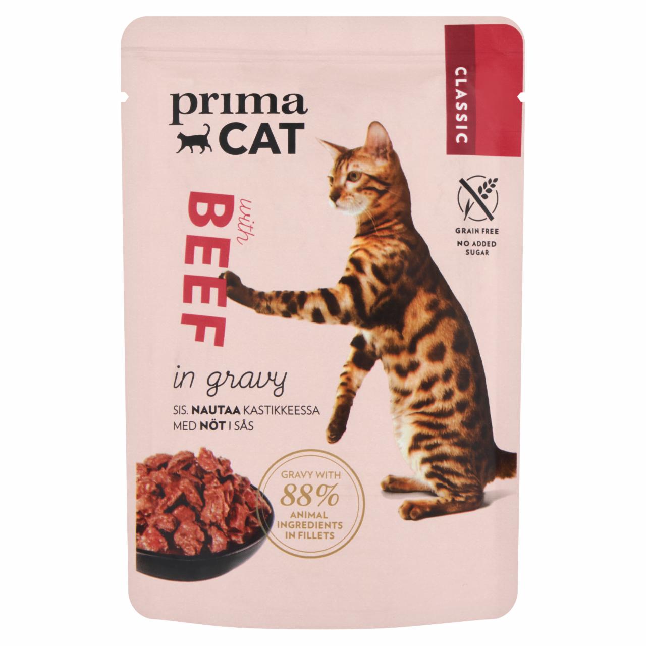 Képek - Prima Cat Classics Beef teljes értékű állateledel felnőtt macskák számára 85 g