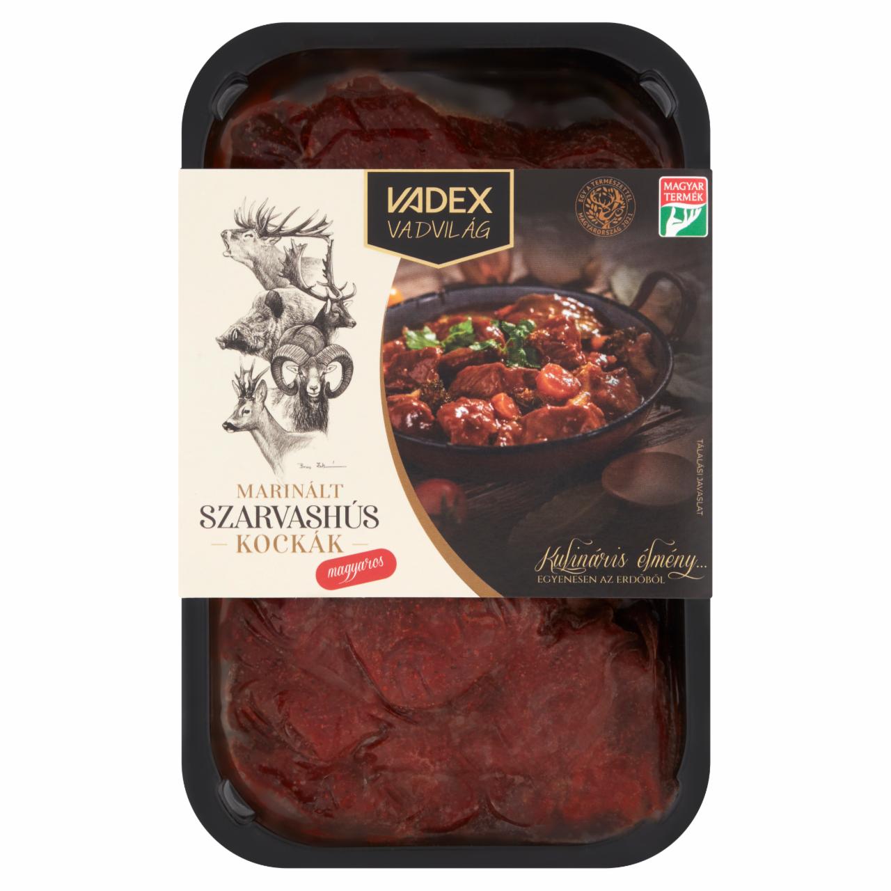 Képek - Vadex Vadvilág gyorsfagyasztott marinált szarvashús kockák magyaros fűszerezéssel 450 g