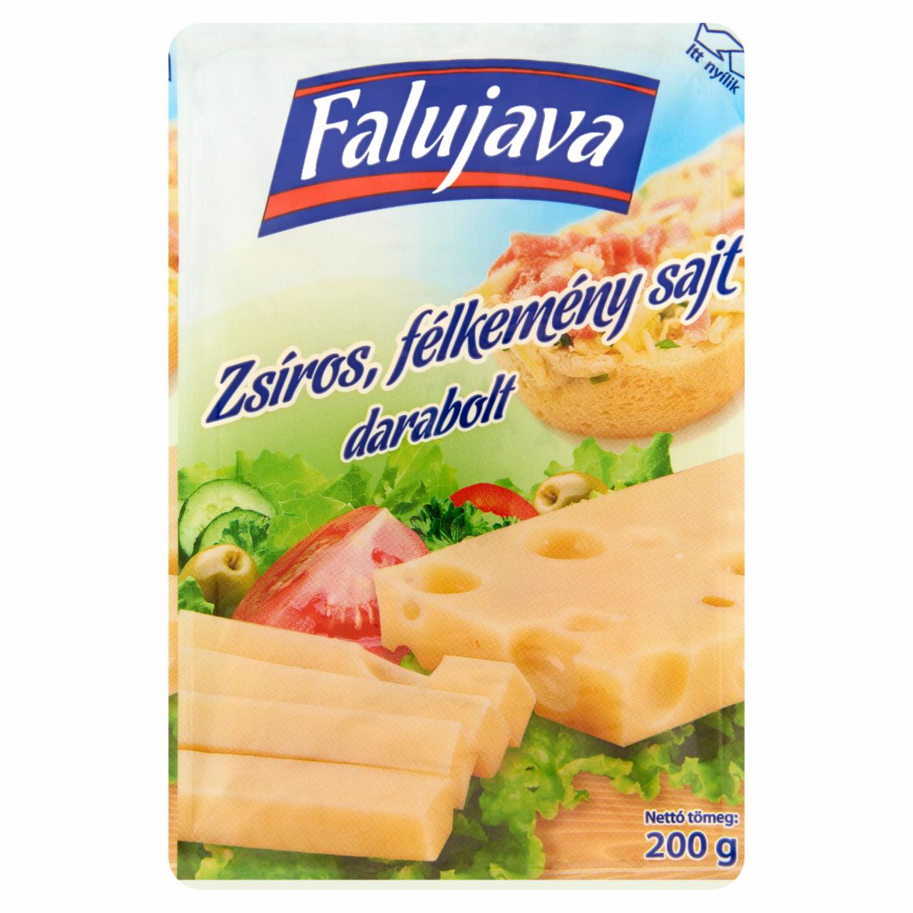 Képek - Falujava nagylyukú zsíros, félkemény, darabolt sajt 200 g