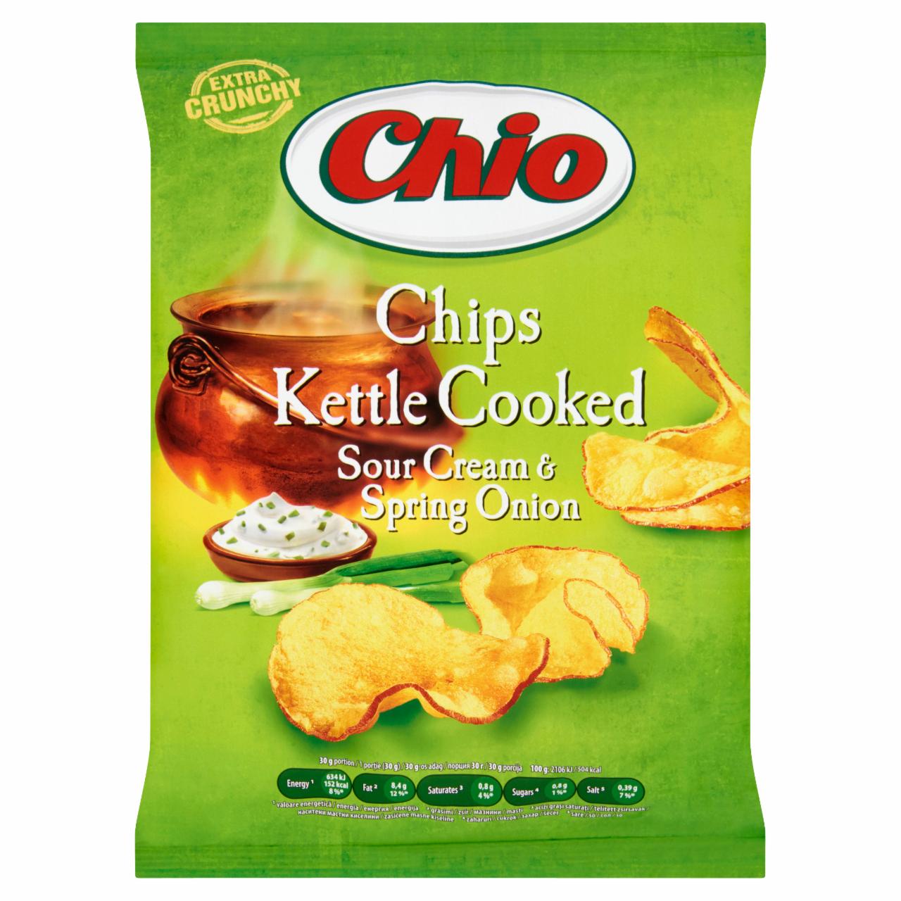 Képek - Chio Kettle Cooked újhagymás-tejfölös ízesítésű héjas burgonyachips 80 g