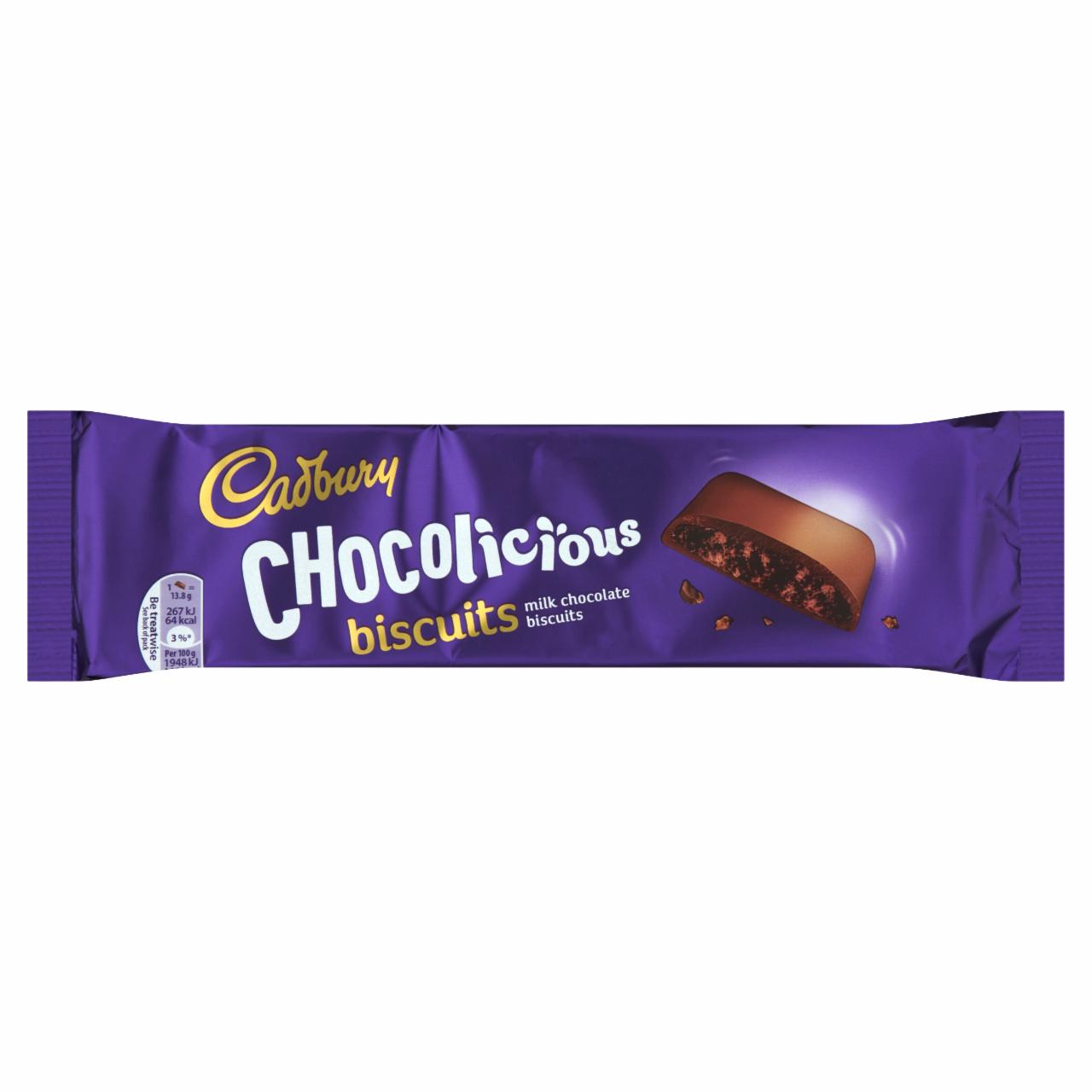 Képek - Cadbury Chocolicious Biscuits tejcsokoládéba mártott keksz 110 g