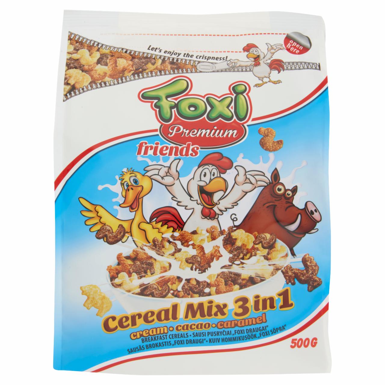 Képek - Foxi Premium puffasztott tejszínes, kakaós, karamell ízű gabona 500 g