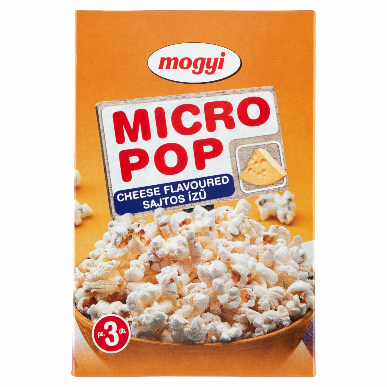 Képek - Mogyi Micro Pop mikrohullámú sütőben elkészíthető sajtízű pattogatni való kukorica 3 x 100 g (300 g)