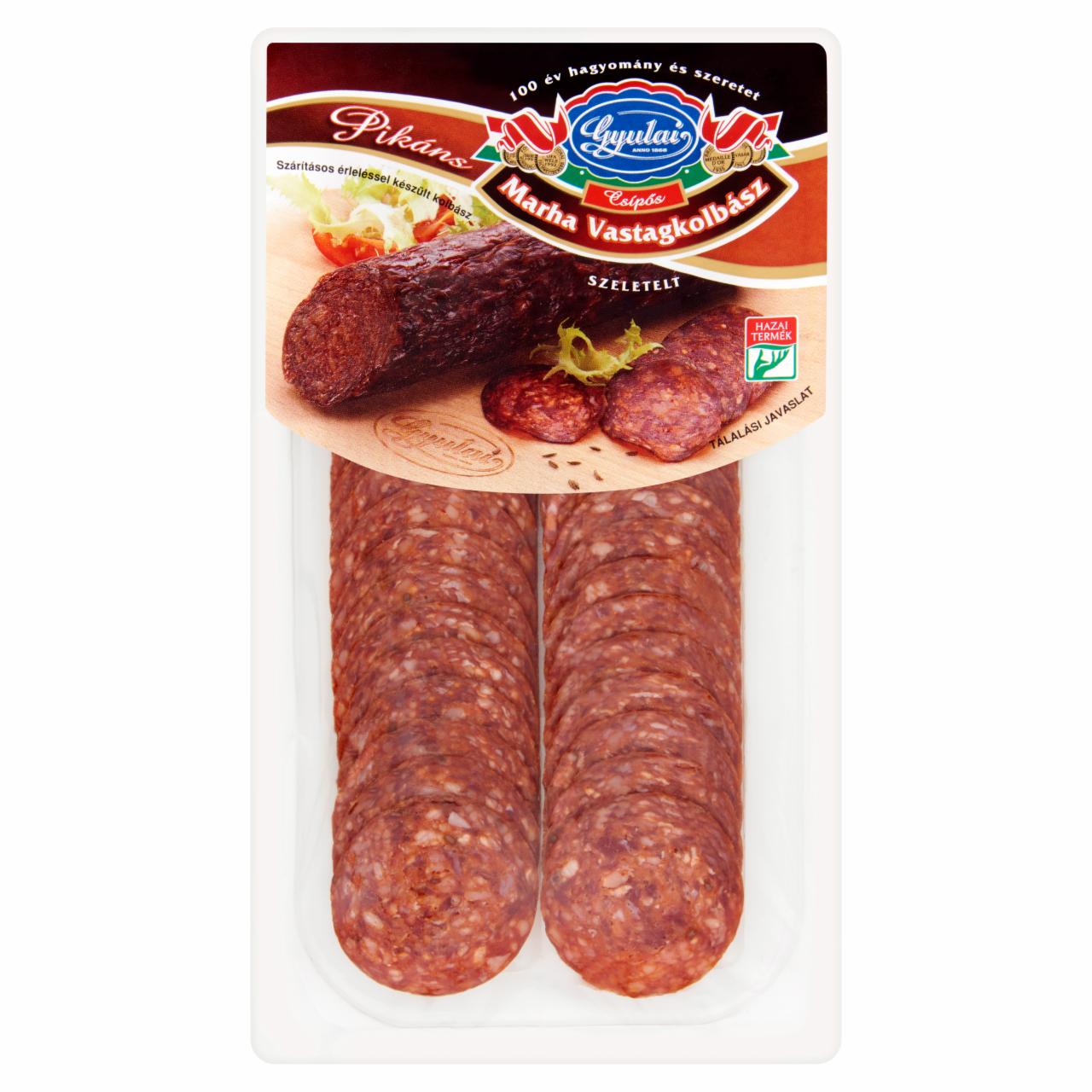 Képek - Gyulai pikáns csípős szeletelt marha vastagkolbász 80 g