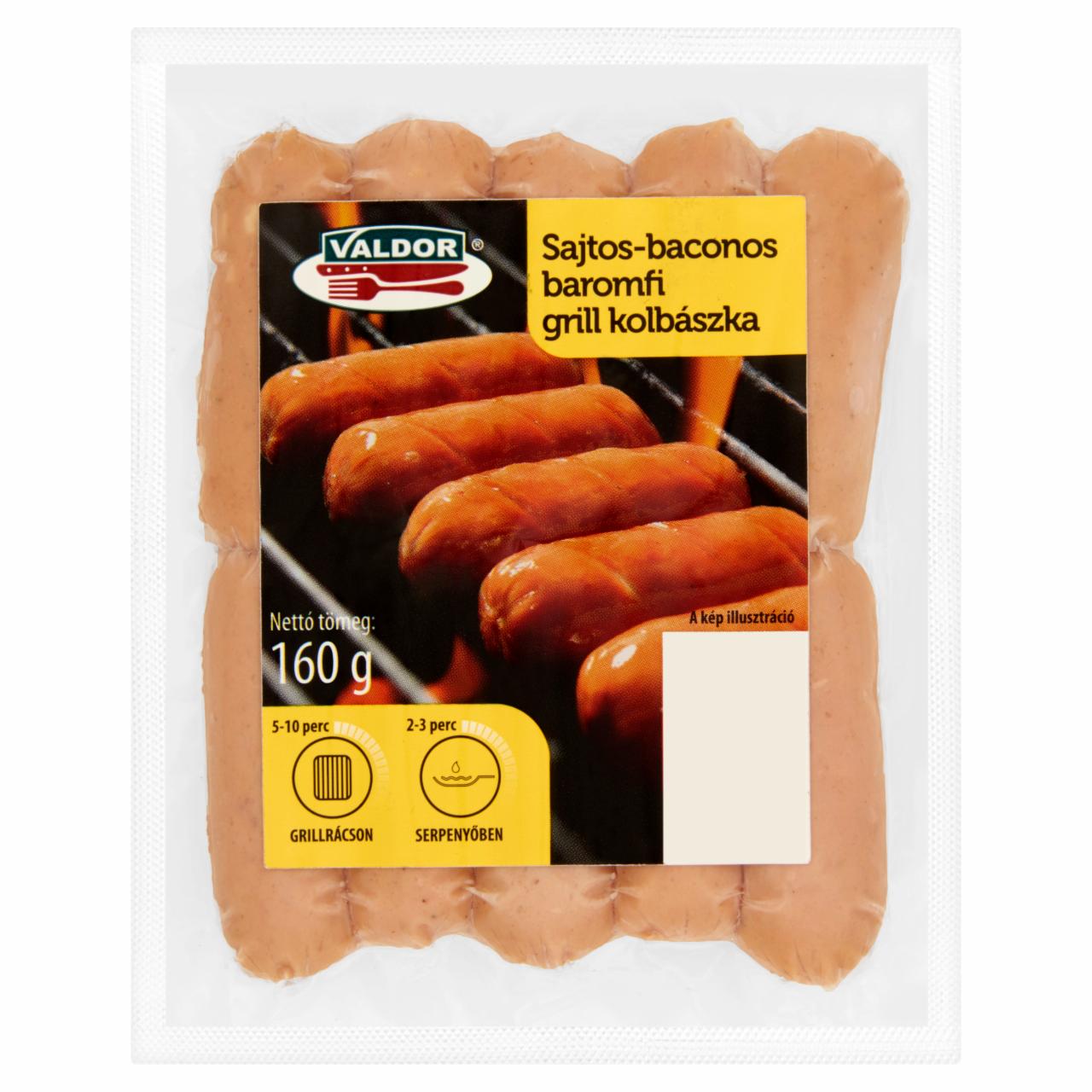 Képek - Valdor sajtos-baconos baromfi grill kolbászka 160 g