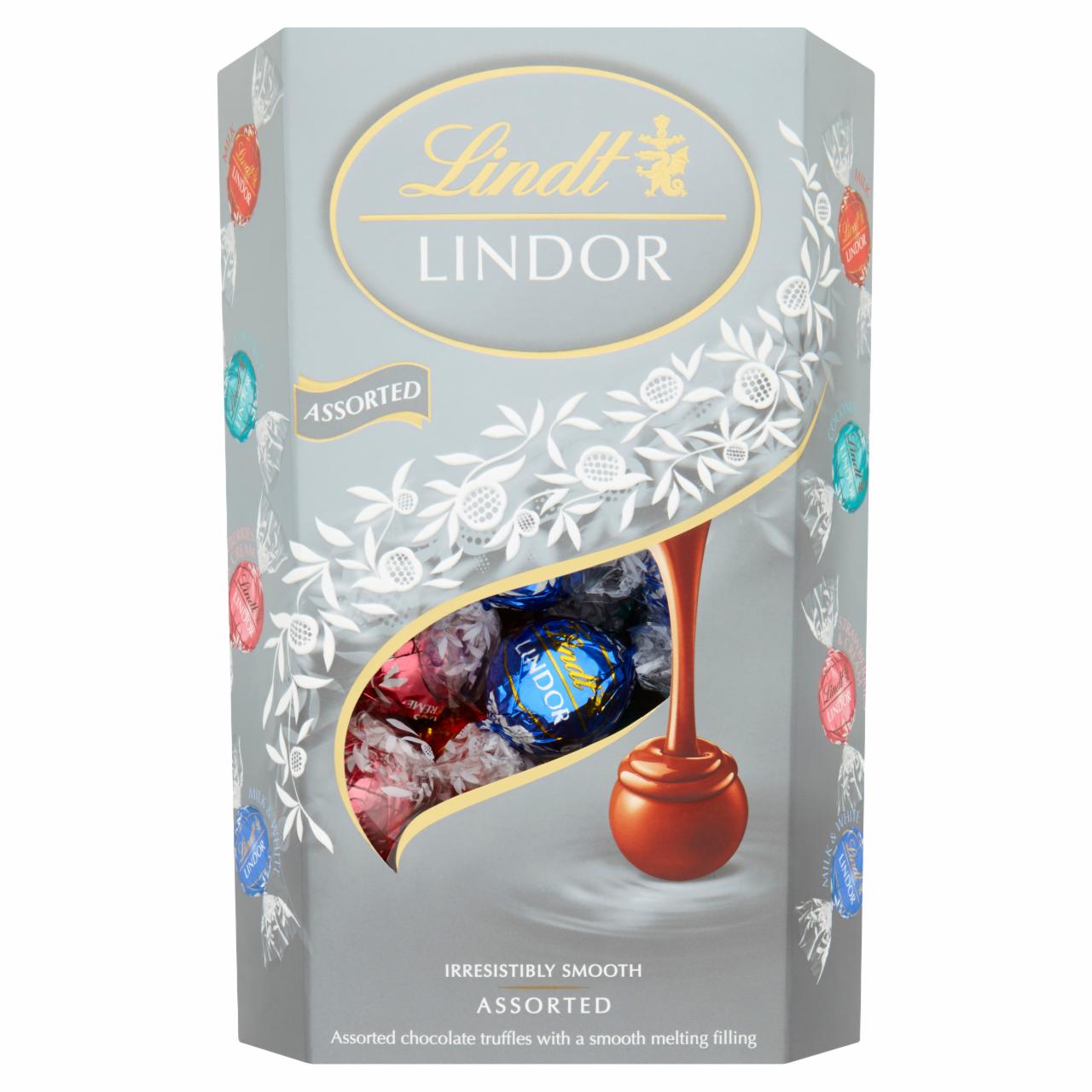 Képek - Lindt Lindor vegyes tej- és fehércsokoládé pralinék lágy töltelékkel 337 g