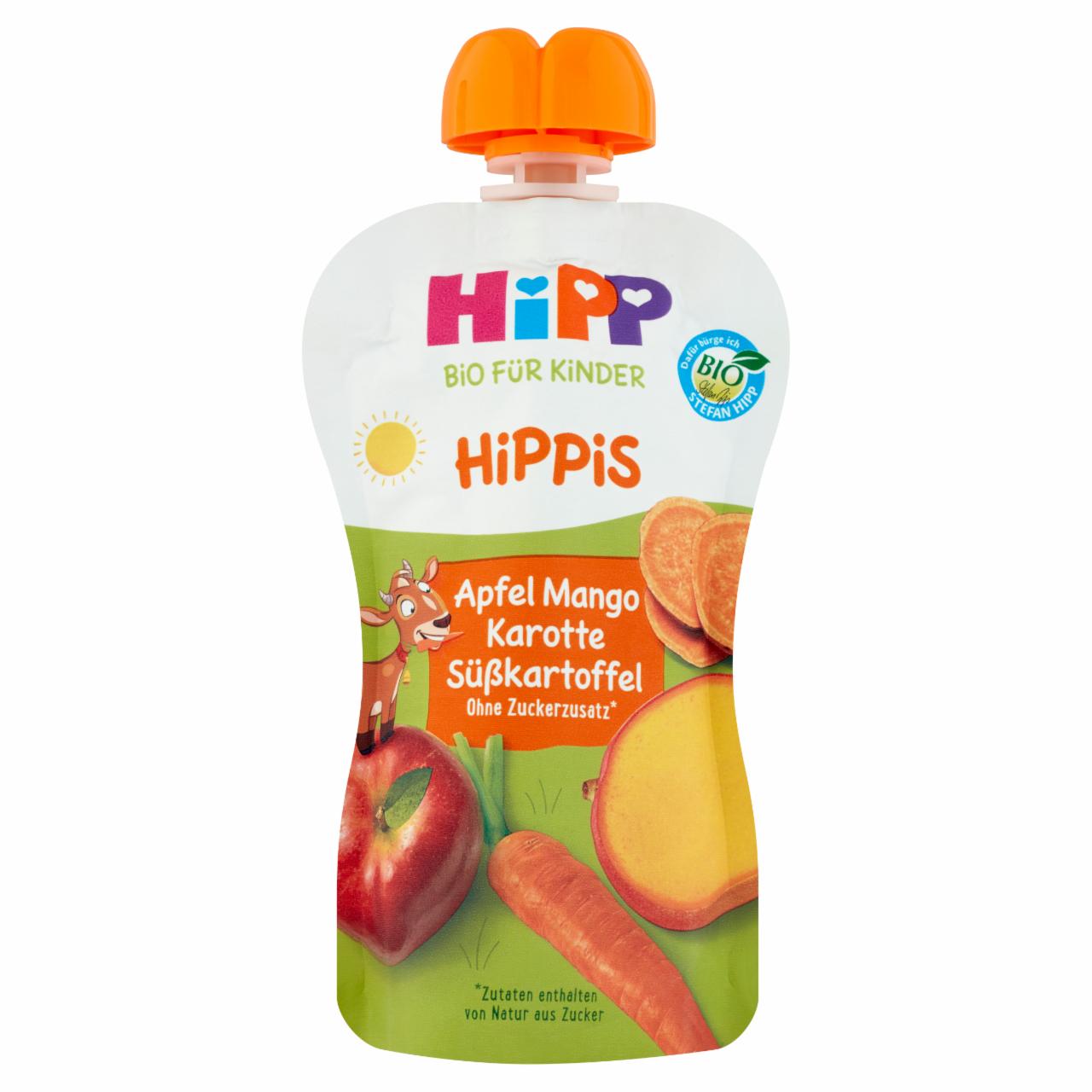 Képek - HiPP HiPPiS BIO alma-mangó-sárgarépa-édesburgonya gyümölcs- és zöldségkészítmény 1 éves kortól 100 g