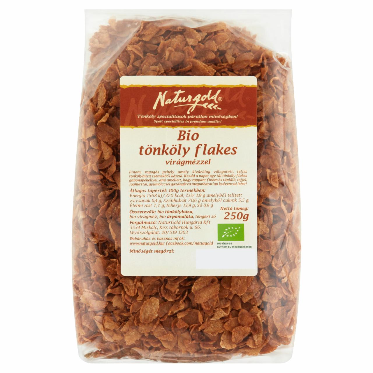 Képek - Naturgold BIO tönköly flakes virágmézzel 250 g