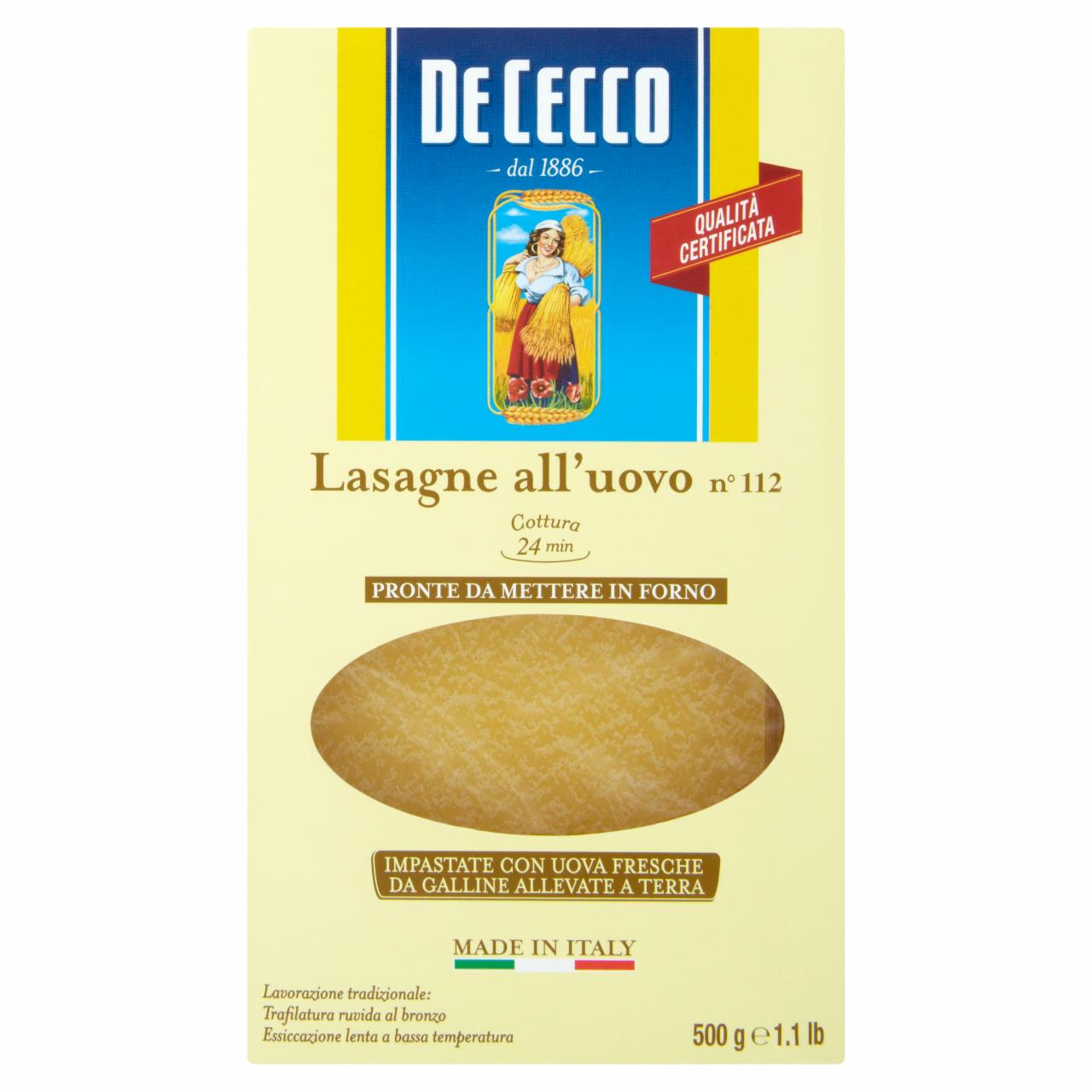 Képek - De Cecco lasagna durum száraztészta 500 g