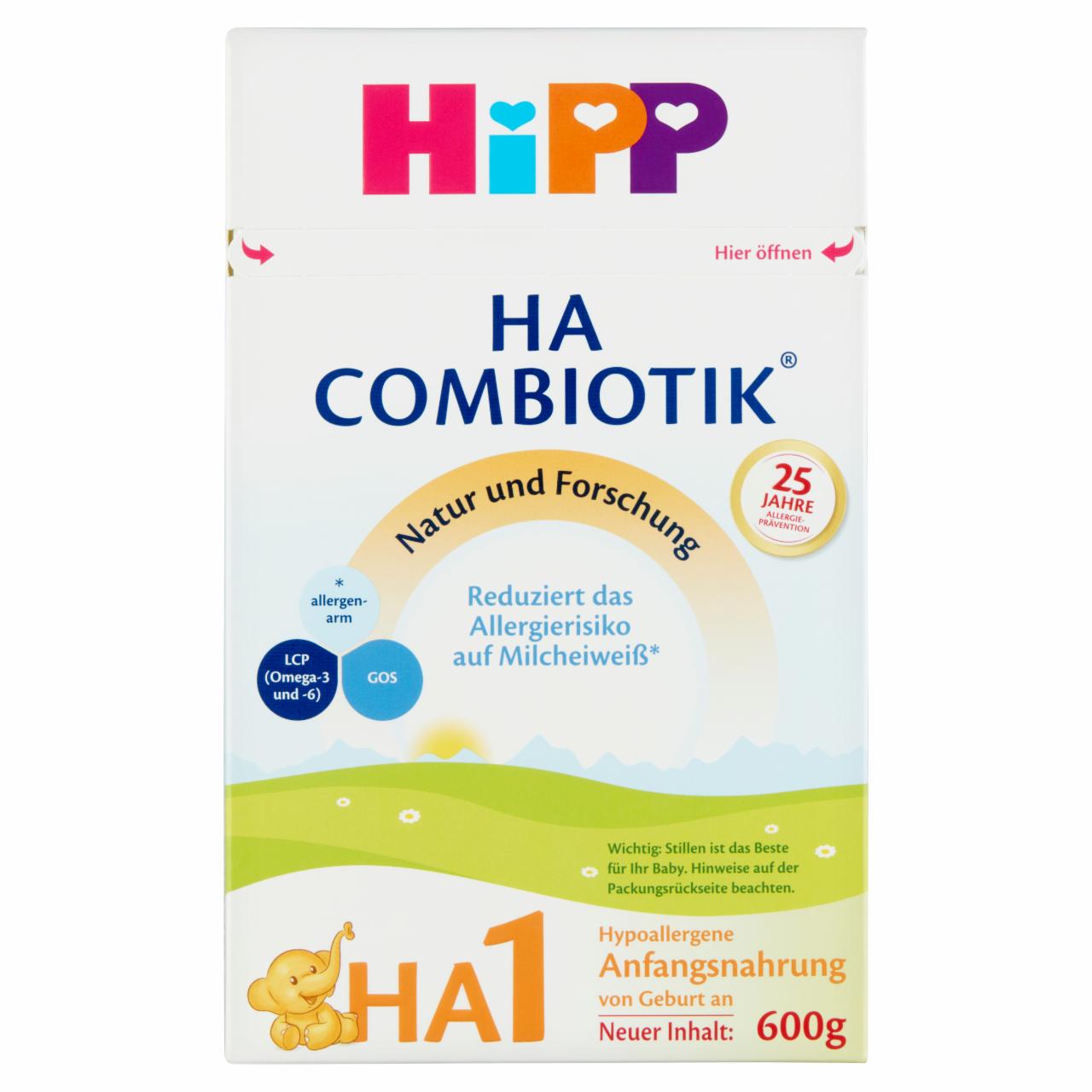 Képek - HiPP HA 1 Combiotik tejalapú hypoallergén anyatej-helyettesítő tápszer újszülött kortól 600 g