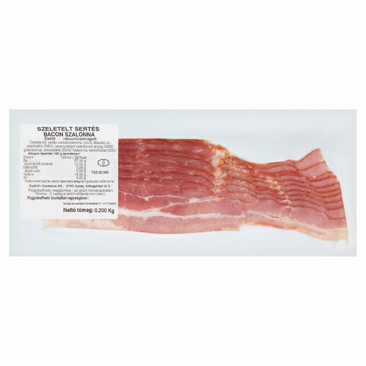 Képek - Füstölt szeletelt sertés bacon szalonna 200 g