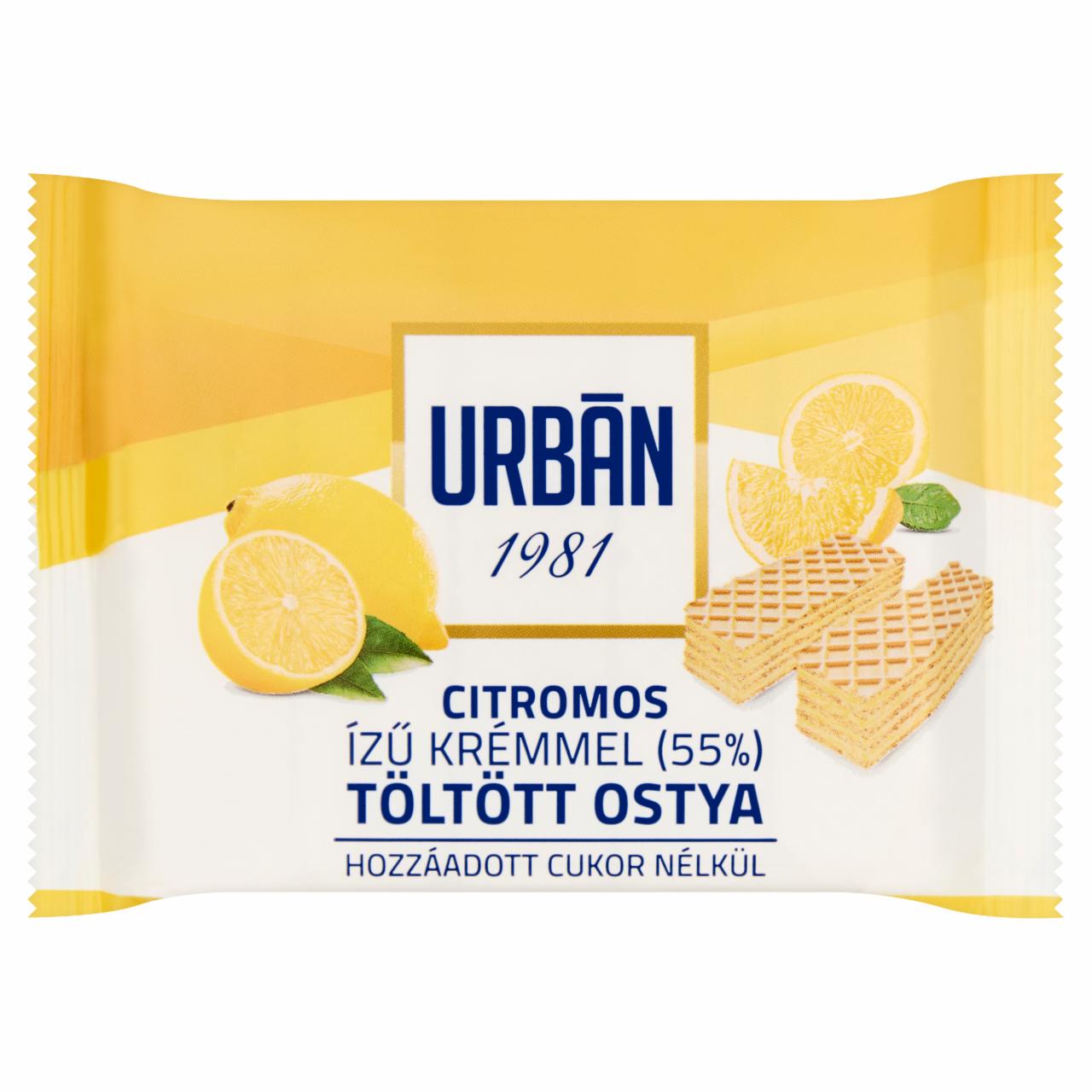 Képek - Urbán citromos ízű krémmel töltött ostya hozzáadott cukor nélkül, édesítőszerrel 65 g