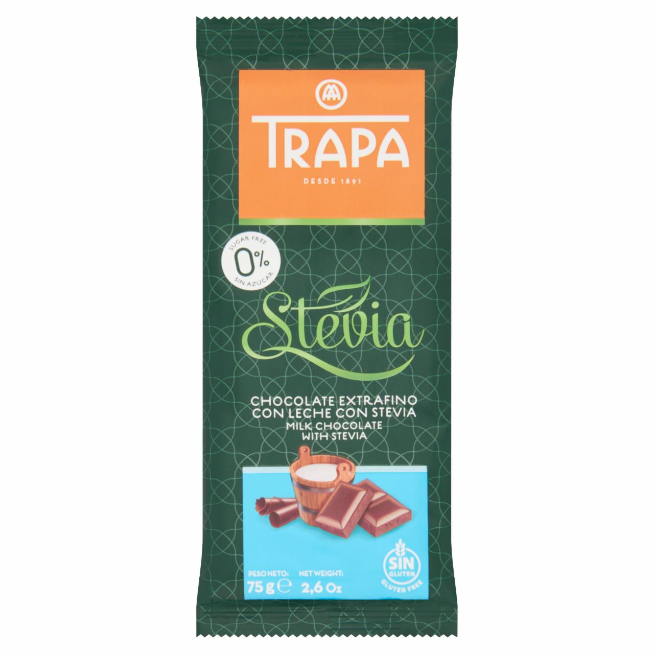 Képek - Trapa gluténmentes steviás tejcsokoládé édesítőszerrel 75 g