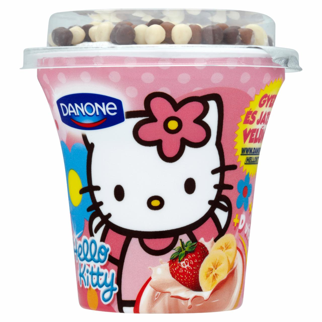 Képek - Danone Hello Kitty eper-banán ízű joghurt csokoládés gabonagolyókkal 106 g