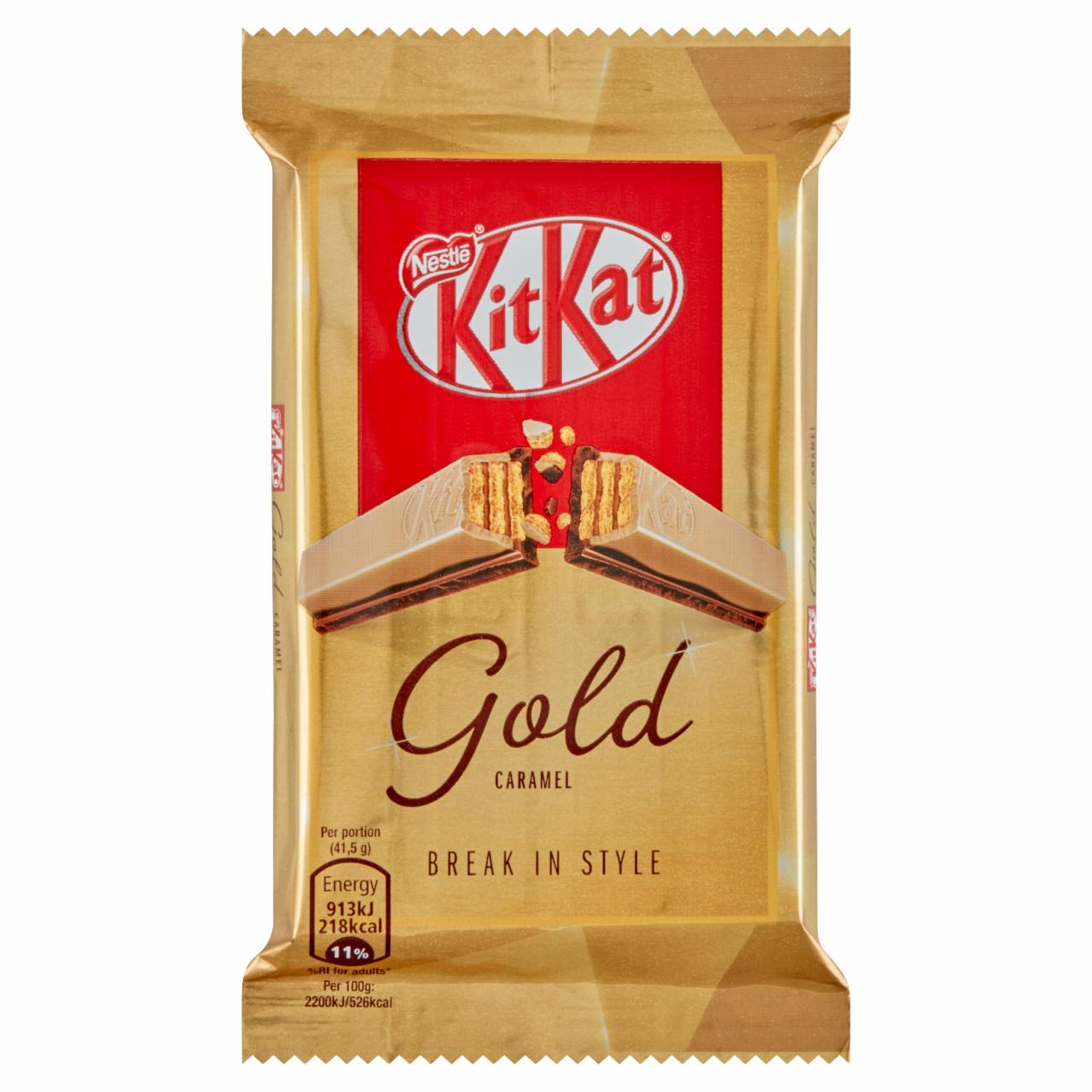 Képek - KitKat Gold ropogós ostya karamellízű fehér csokoládéval és tejcsokoládéval 41,5 g