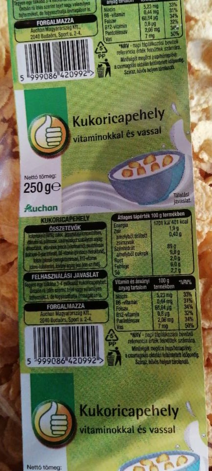 Képek - Kukoricapehely vitaminokkal és vassal Auchan