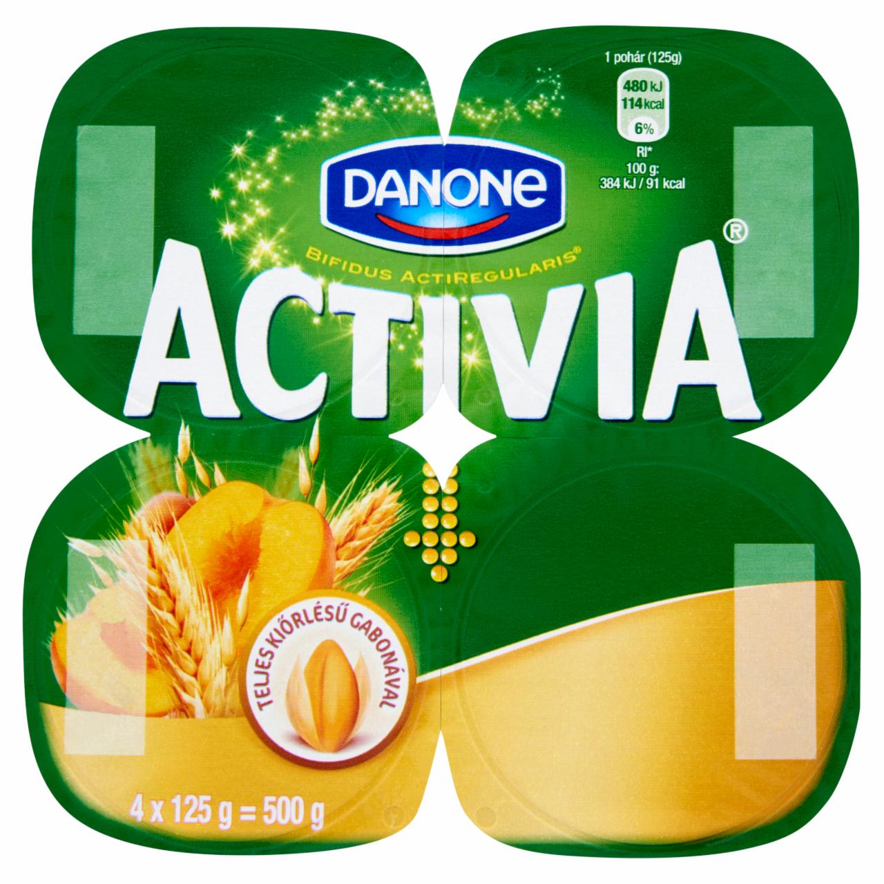Képek - Danone Activia élőflórás, zsírszegény joghurt őszibarackkal, mazsolával és gabonával 4 x 125 g
