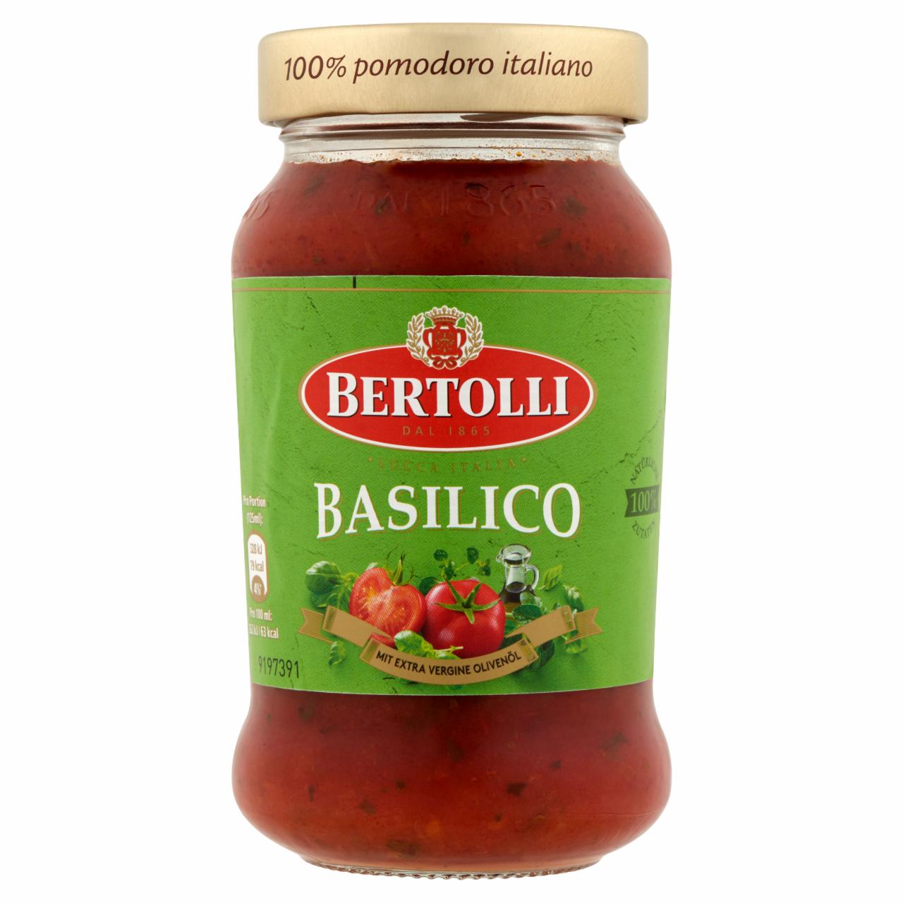 Képek - Bertolli paradicsomos tésztaszósz bazsalikommal és extra szűz olívaolajjal 375 ml