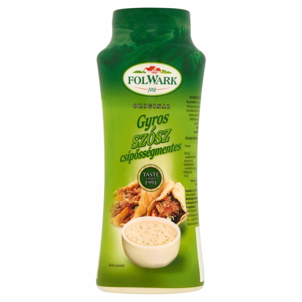 Képek - FolWark Original csípősségmentes gyros szósz 410 g