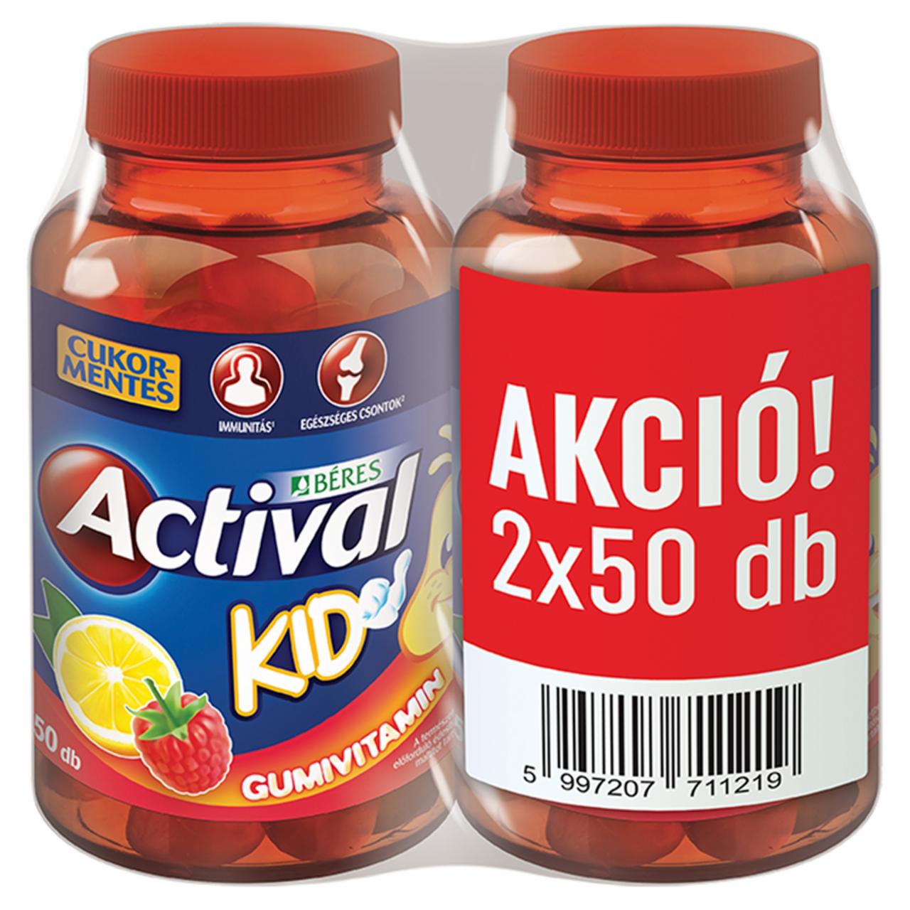 Képek - Béres Actival Kid Gumivitamin cukormentes gumitabletta étrend kiegészítő 2 x 50 db