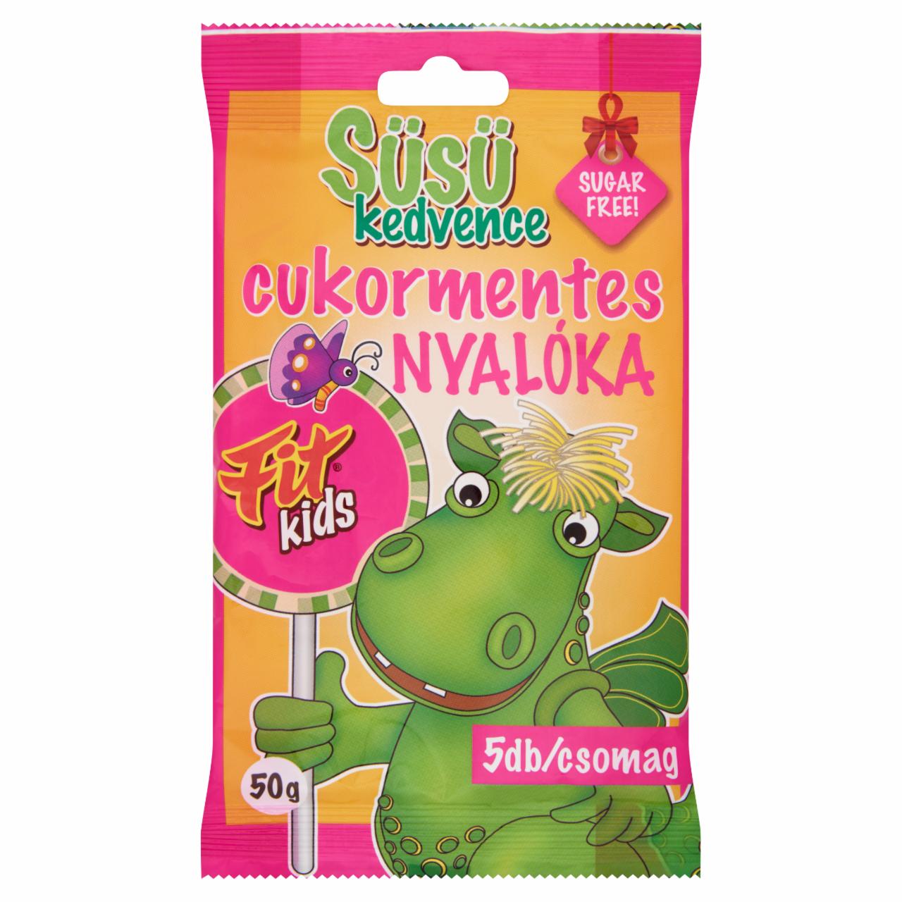 Képek - Fit Kids Süsü kedvence cukormentes gyümölcsízű nyalóka édesítőszerrel 5 db 50 g