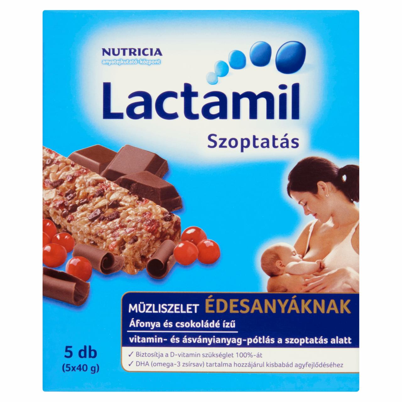 Képek - Lactamil Szoptatás áfonya és csokoládé ízű müzliszelet édesanyáknak 5 db 200 g