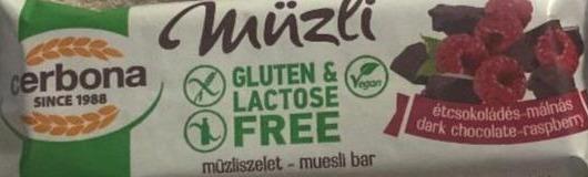 Képek - Müzli gluten & lactose free müzliszeelet étcsokoládés málnás Cerbona