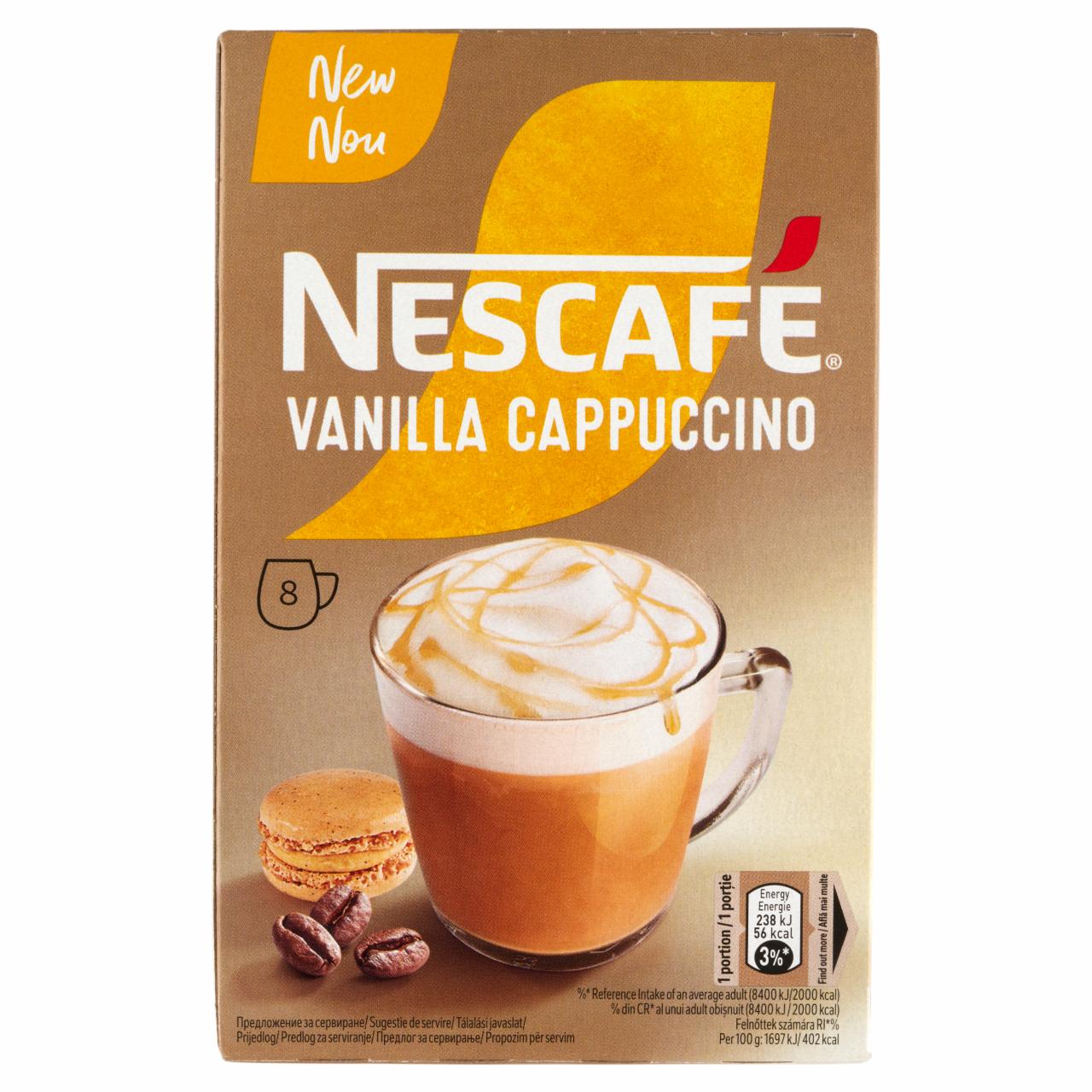 Képek - NESCAFÉ Vanilla Cappuccino vanília ízű azonnal oldódó kávéspecialitás 8 x 14 g (112 g)