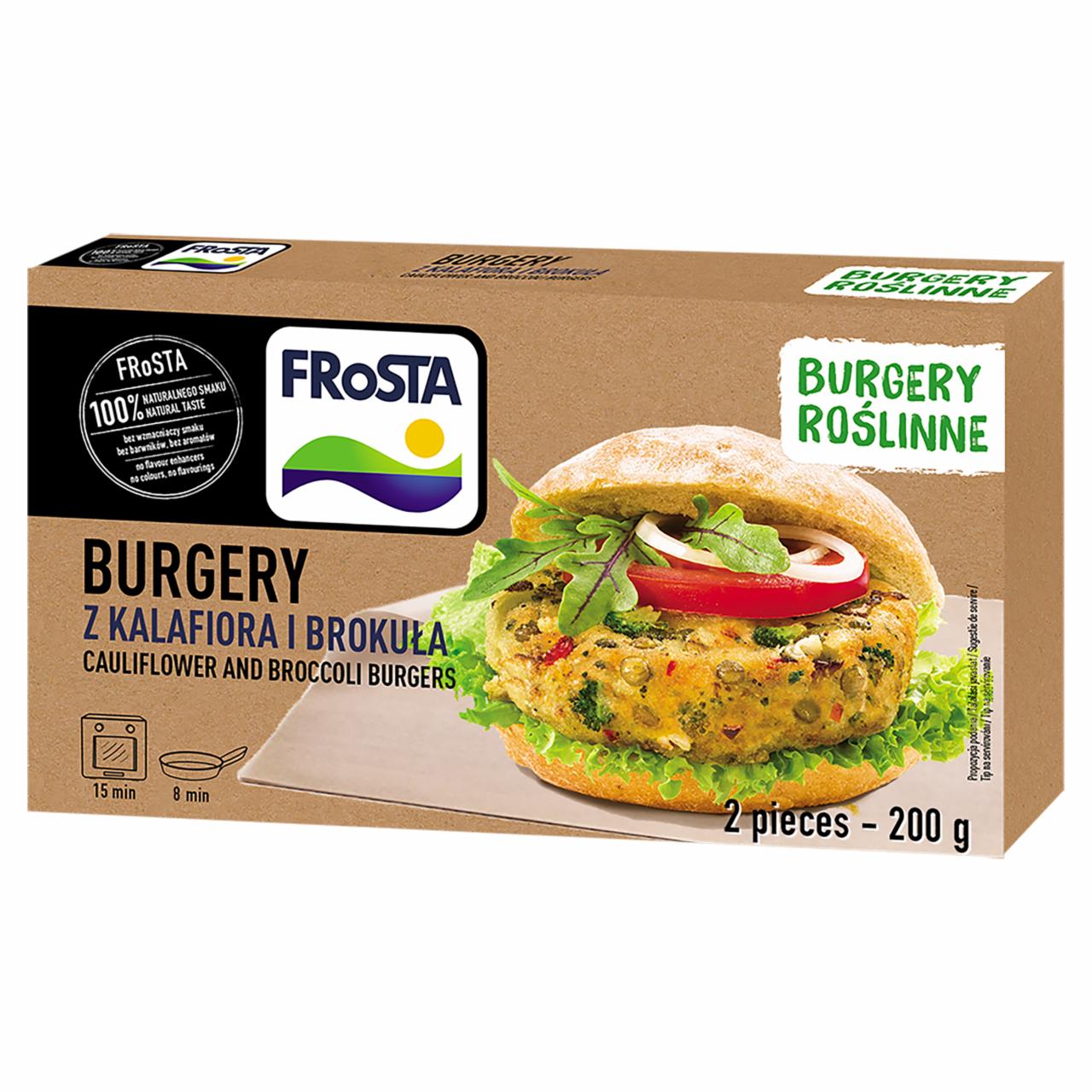 Képek - FRoSTA gyorsfagyasztott, elősütött növényi burger karfiolból és brokkoliból 2 db 200 g