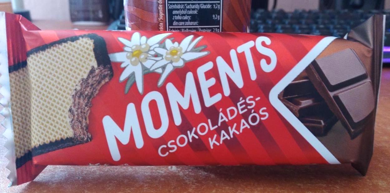 Képek - Moments kakaós bevonómasszába mártott, kakaós-csokoládés krémmel töltött ostyaszelet 45 g