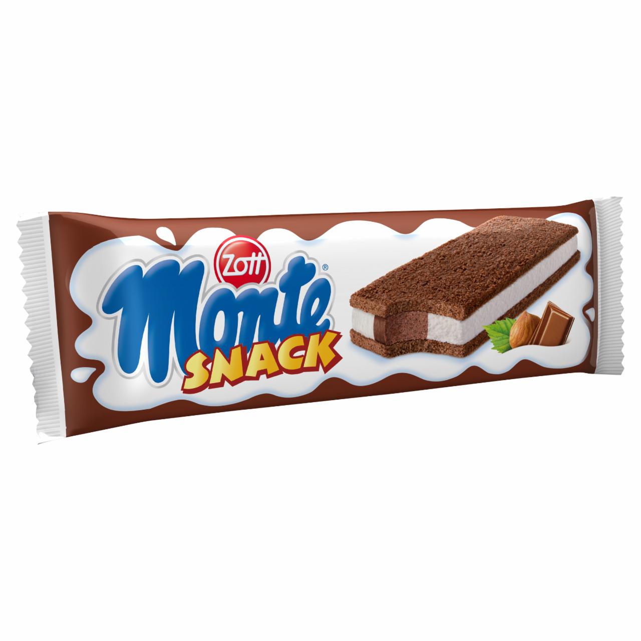 Képek - Zott Monte Snack tejes, csokoládés-mogyorós krémmel töltött sütemény 29 g