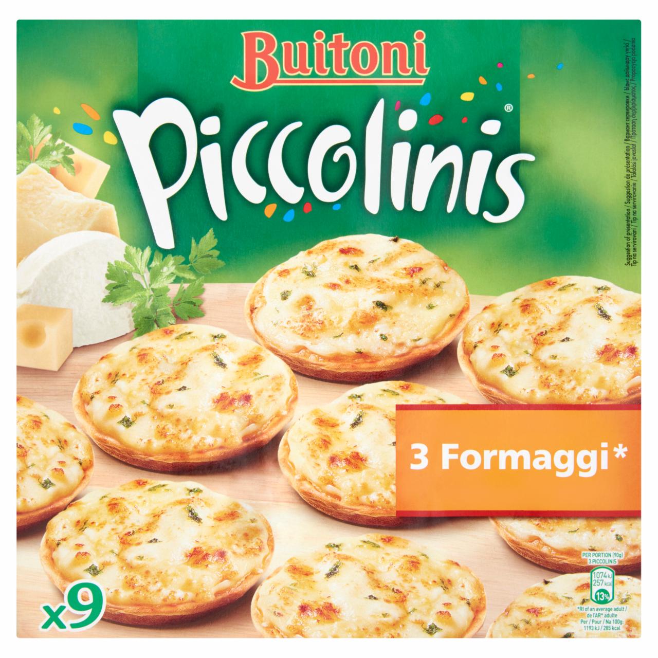 Képek - Buitoni Piccolinis 3 Formaggi gyorsfagyasztott mini pizza 9 db 270 g