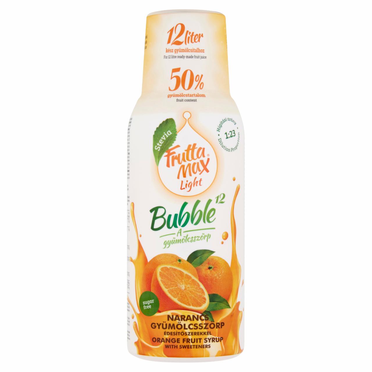 Képek - FruttaMax Light Bubble¹² narancs gyümölcsszörp édesítőszerekkel 500 ml