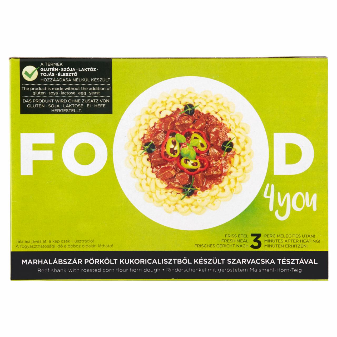 Képek - Food 4 You marhalábszár pörkölt kukoricalisztből készült szarvacska tésztával 330 g