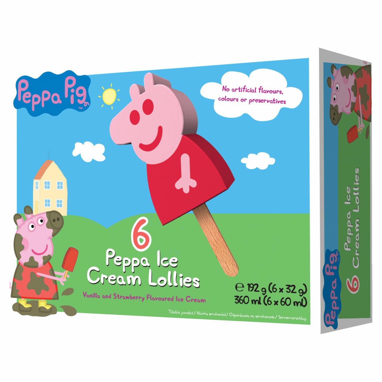 Képek - Leone Peppa Pig vanília ízű és eper jégkrém 6 x 60 ml (360 ml)