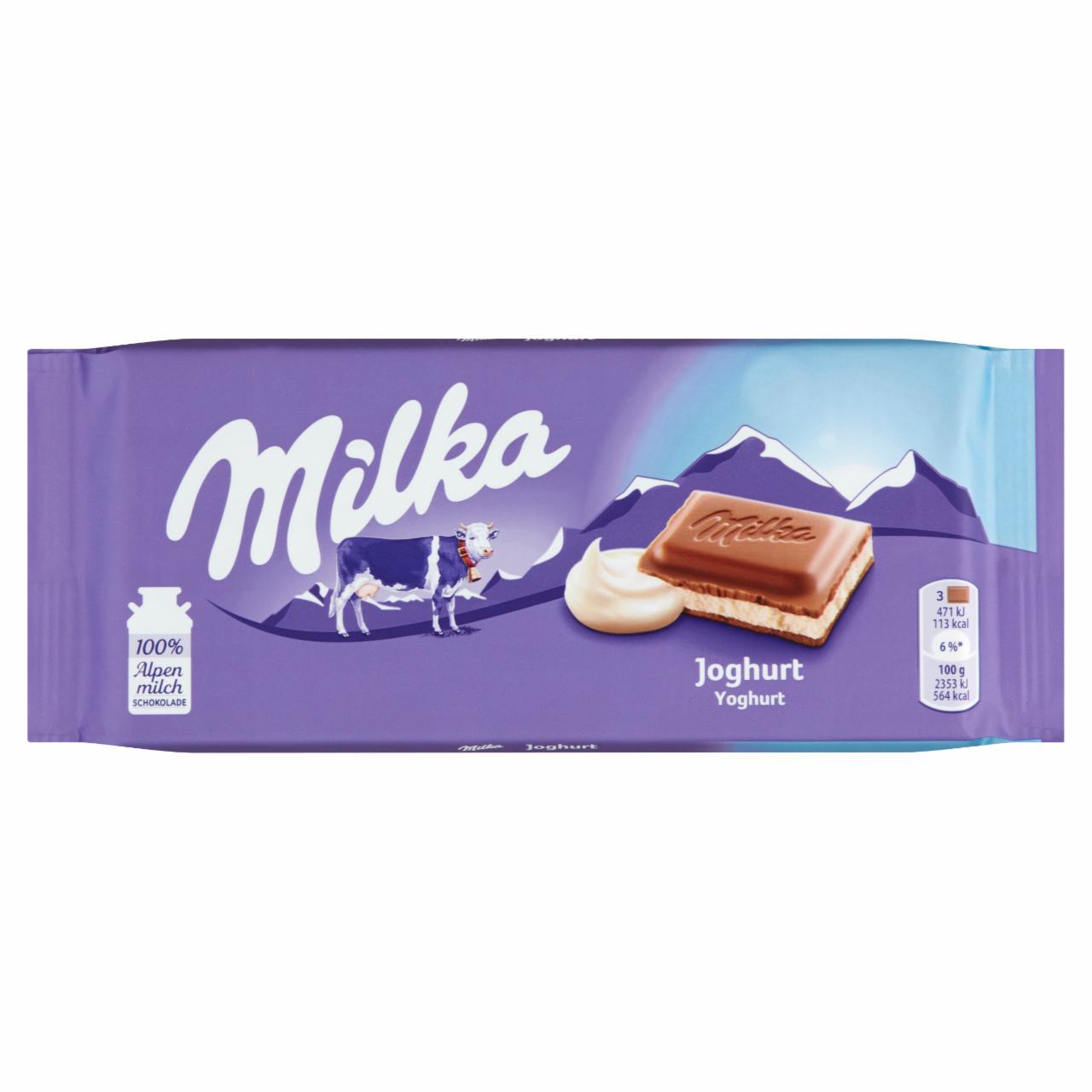 Képek - Milka alpesi tej felhasználásával készült tejcsokoládé joghurtos krémtöltelékkel 100 g