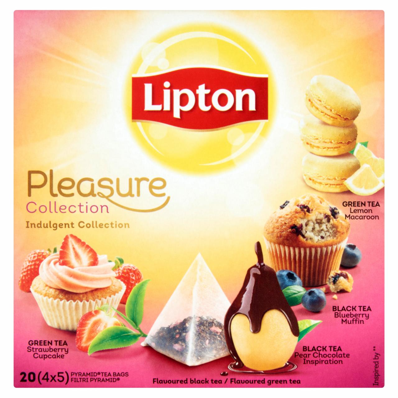 Képek - Lipton Pleasure Collection Indulgent Collection zöld- és fekete tea válogatás 20 piramis filter