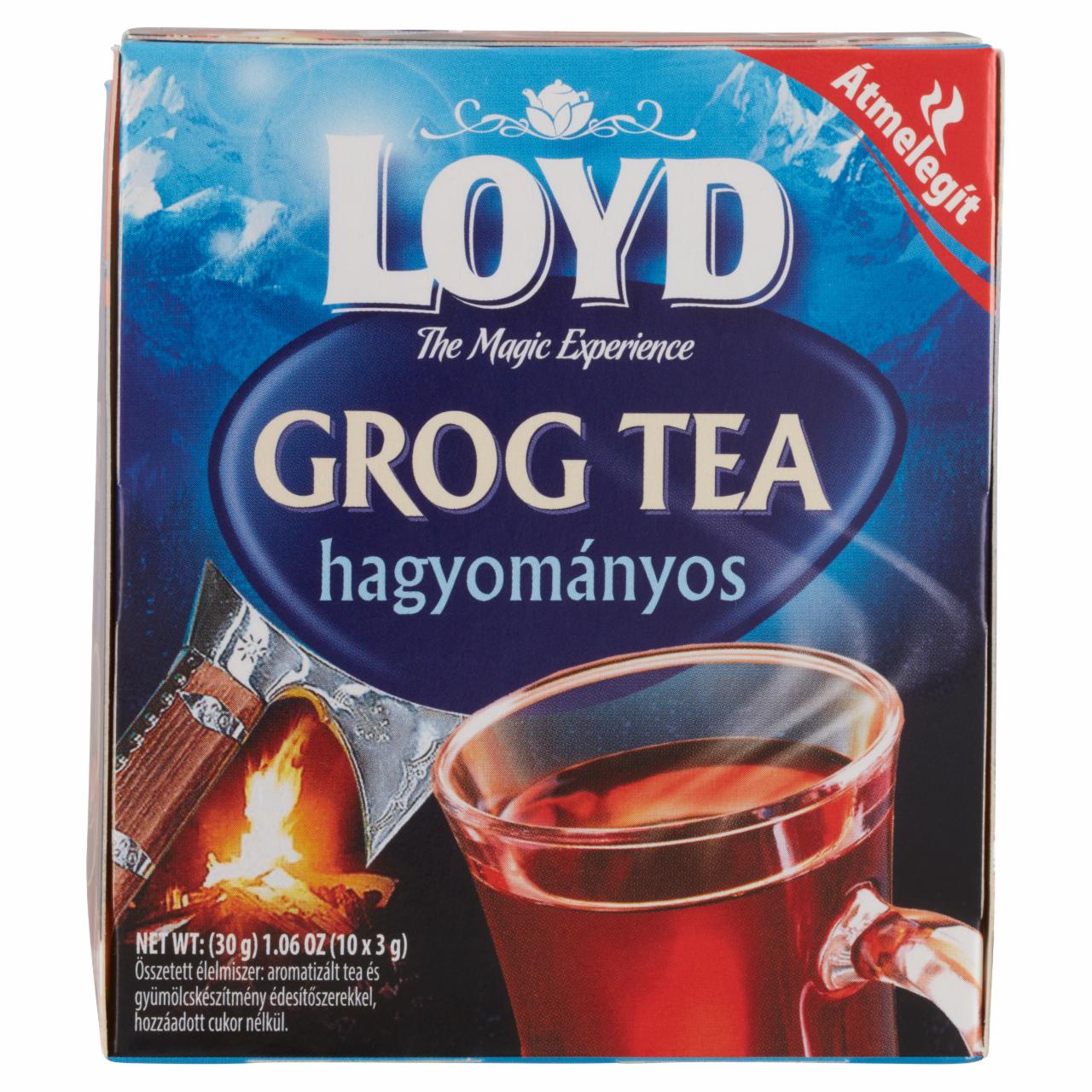 Képek - Loyd hagyományos grog tea édesítőszerekkel, hozzáadott cukor nélkül 10 filter 30 g