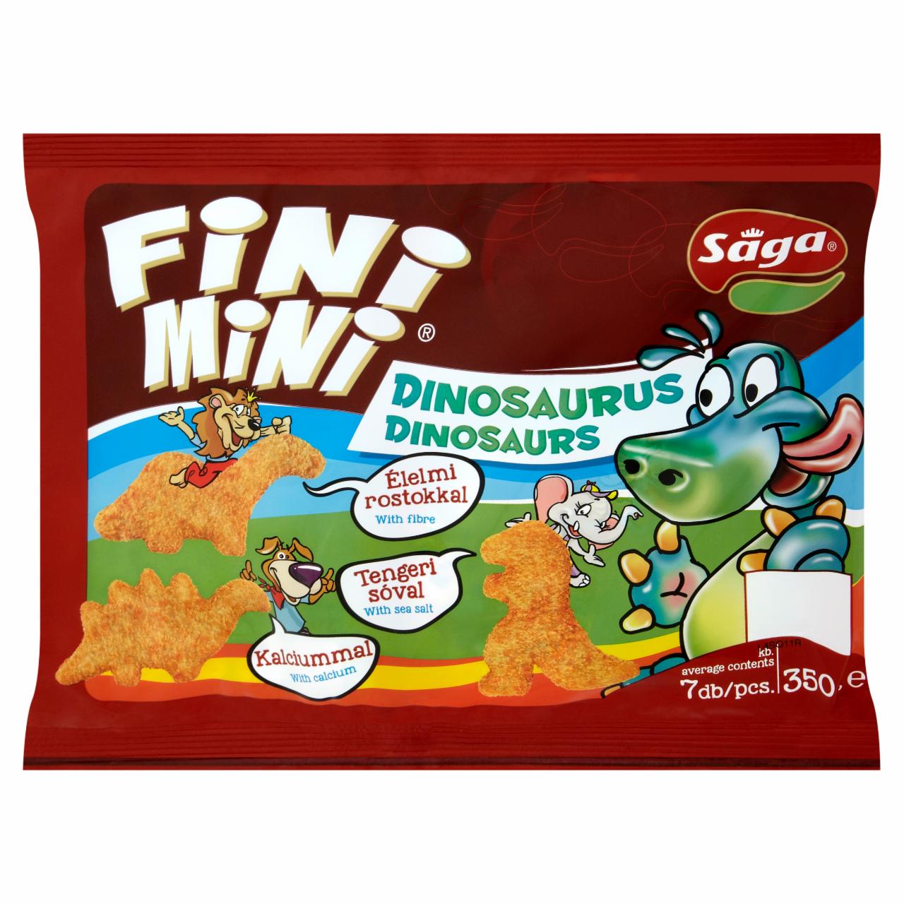 Képek - Sága Fini Mini Dinosaurus panírozott, elősütött, gyorsfagyasztott pulyka félkész termék 7 db 350 g