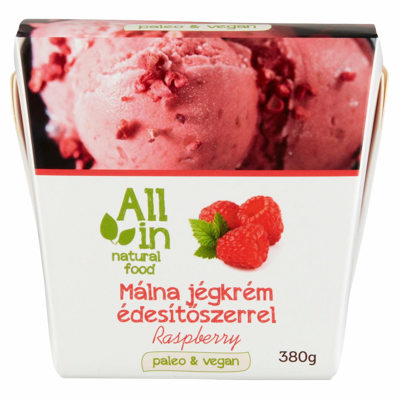 Képek - All in natural food málna jégkrém édesítőszerrel 380 g
