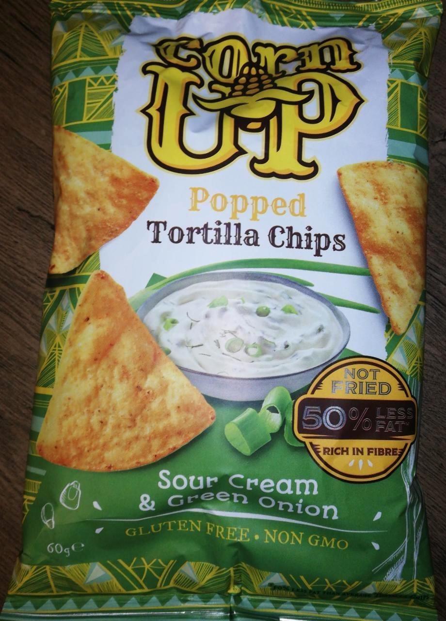 Képek - Teljes kiőrlésű sárga kukorica tortilla chips hagymás tejfölös ízesítéssel Corn Up